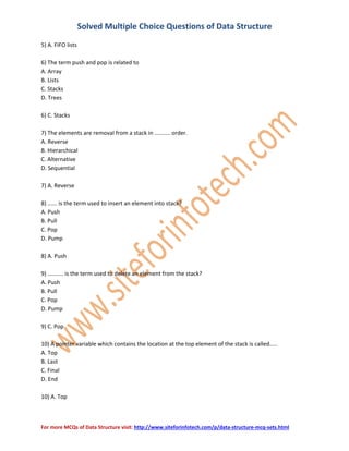 Data structure - mcqs | PDF