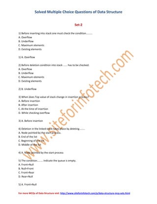 Data structure - mcqs | PDF