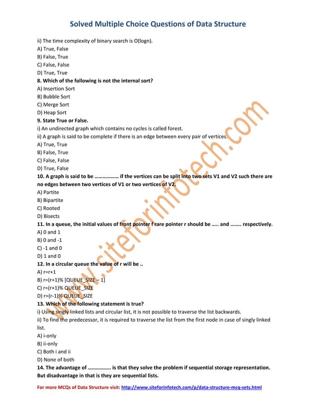 Data structure - mcqs | PDF