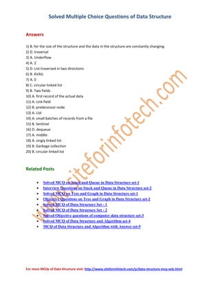 Data structure - mcqs | PDF