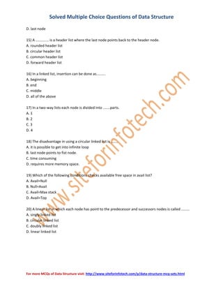 Data structure - mcqs | PDF
