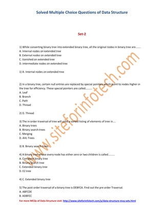 Data structure - mcqs | PDF