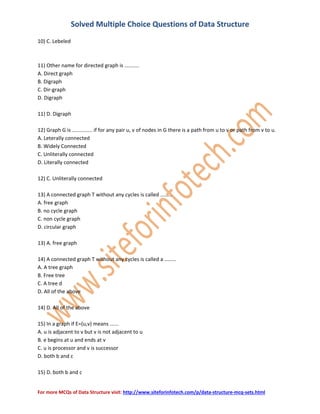 Data structure - mcqs | PDF