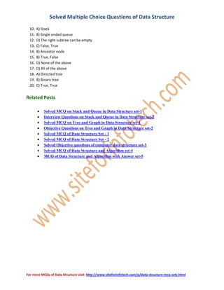 Data structure - mcqs | PDF