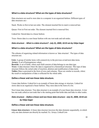 Data structure-questions | DOC | Databases | Computer Software and ...