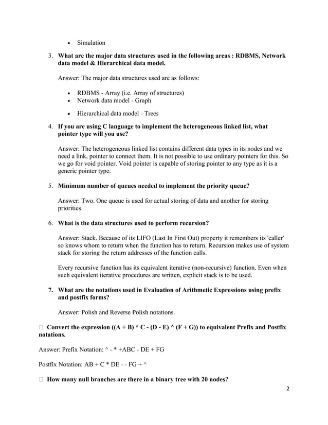 Data structure-questions | DOC | Databases | Computer Software and ...