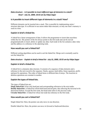 Data structure-questions | DOC | Databases | Computer Software and ...