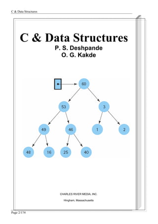 C & Data Structures
Page 2/174
C & Data Structures
P. S. Deshpande
O. G. Kakde
CHARLES RIVER MEDIA, INC.
Hingham, Massachusetts
 
