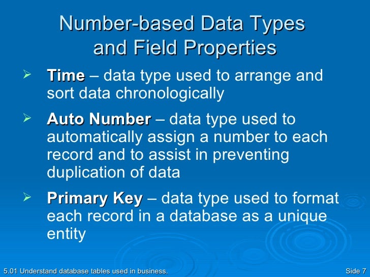 Data Types And Field Properties
