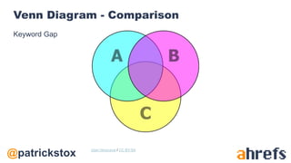 @patrickstox
Venn Diagram - Comparison
Keyword Gap
User:Verycurve / CC BY-SA
 