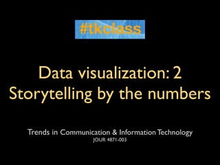 Data visualization: 2
Storytelling by the numbers
  Trends in Communication & Information Technology
                     JOUR 4871-003
 