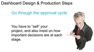 Dashboard Design & Production Steps
Go through the approval cycle
You have to “sell” your
project, and also insist on how
...