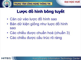 Lược đồ hình bông tuyết Căn cứ vào lược đồ hình sao Bản dữ kiện giống như luợc đồ hình sao Các chiều được chuẩn hoá (chuẩn 3) Các chiều được cấu trúc rõ ràng 