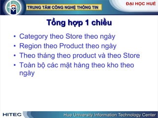 Tổng hợp 1 chiều Category theo Store theo ngày Region theo Product theo ngày Theo tháng theo product và theo Store Toàn bộ các mặt hàng theo kho theo ngày 