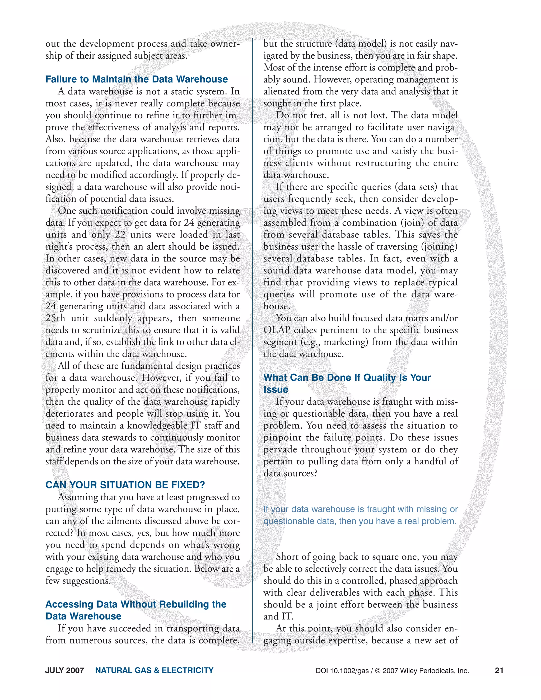 Data Warehouse Dirty Word