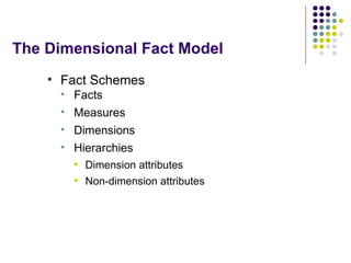 The Dimensional Fact Model <ul><li>Fact Schemes </li></ul><ul><ul><li>Facts </li></ul></ul><ul><ul><li>Measures </li></ul>...