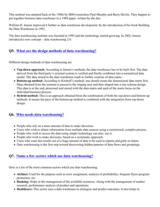 Data warehousing interview questions | PDF