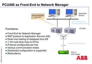 ©
ABB
Power
Technologies
-
3
Functions:
 Front-End for Network Manager
 RSP protocol to Application Servers (AS)
 Down ...