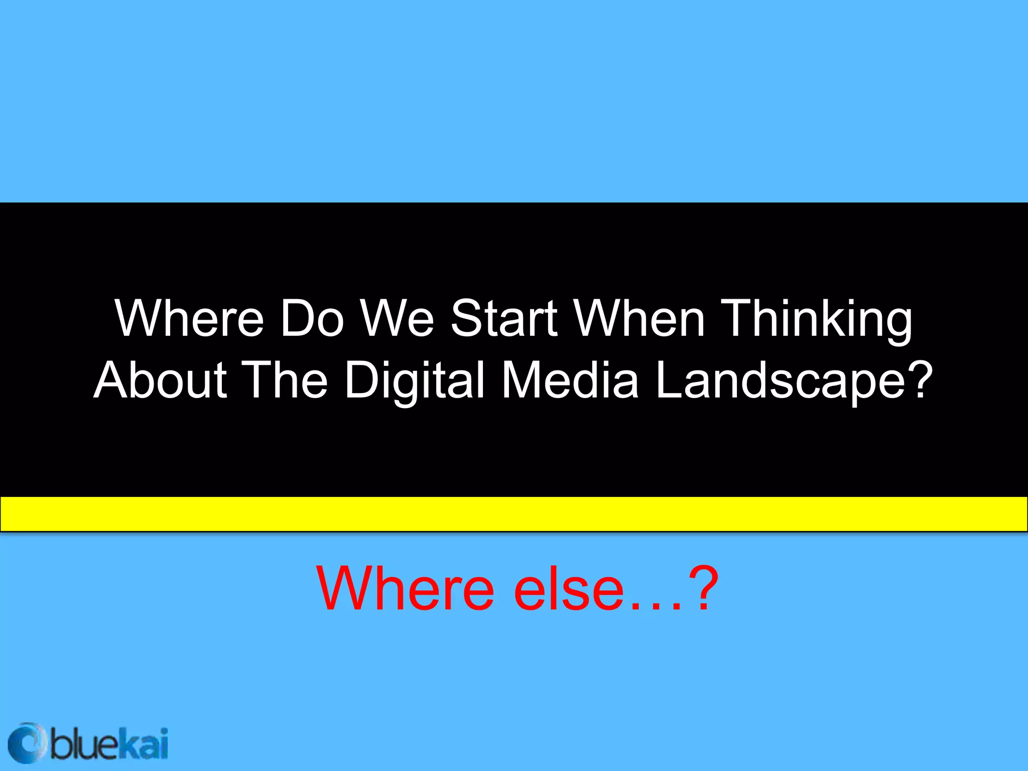 Where Do We Start When Thinking
About The Digital Media Landscape?



        Where else…?
 