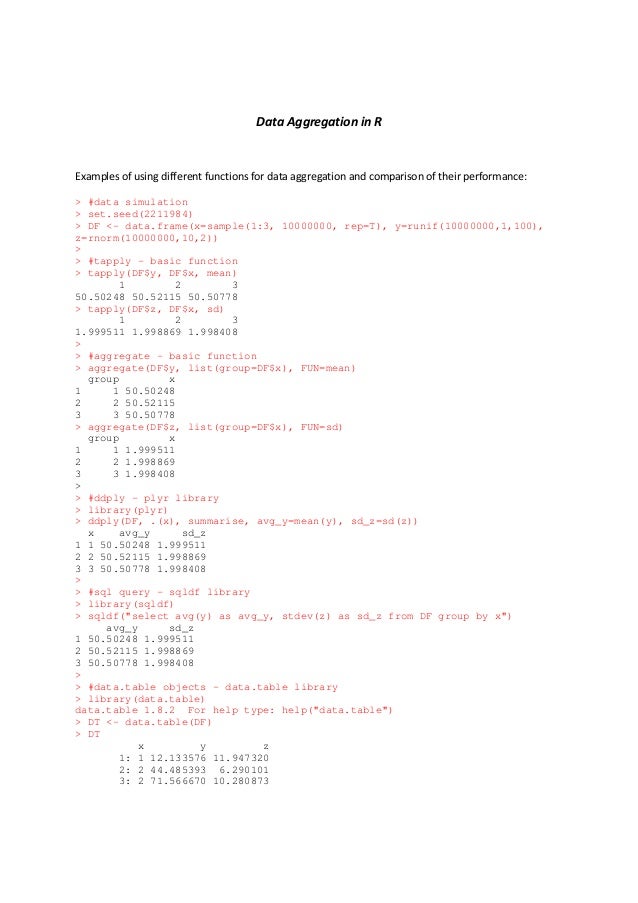 data aggregation in r