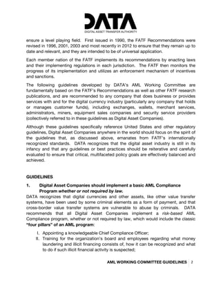  
	
  
	
  
AML WORKING COMMITTEE GUIDELINES	
   2	
  
	
  
ensure a level playing field. First issued in 1990, the FATF R...