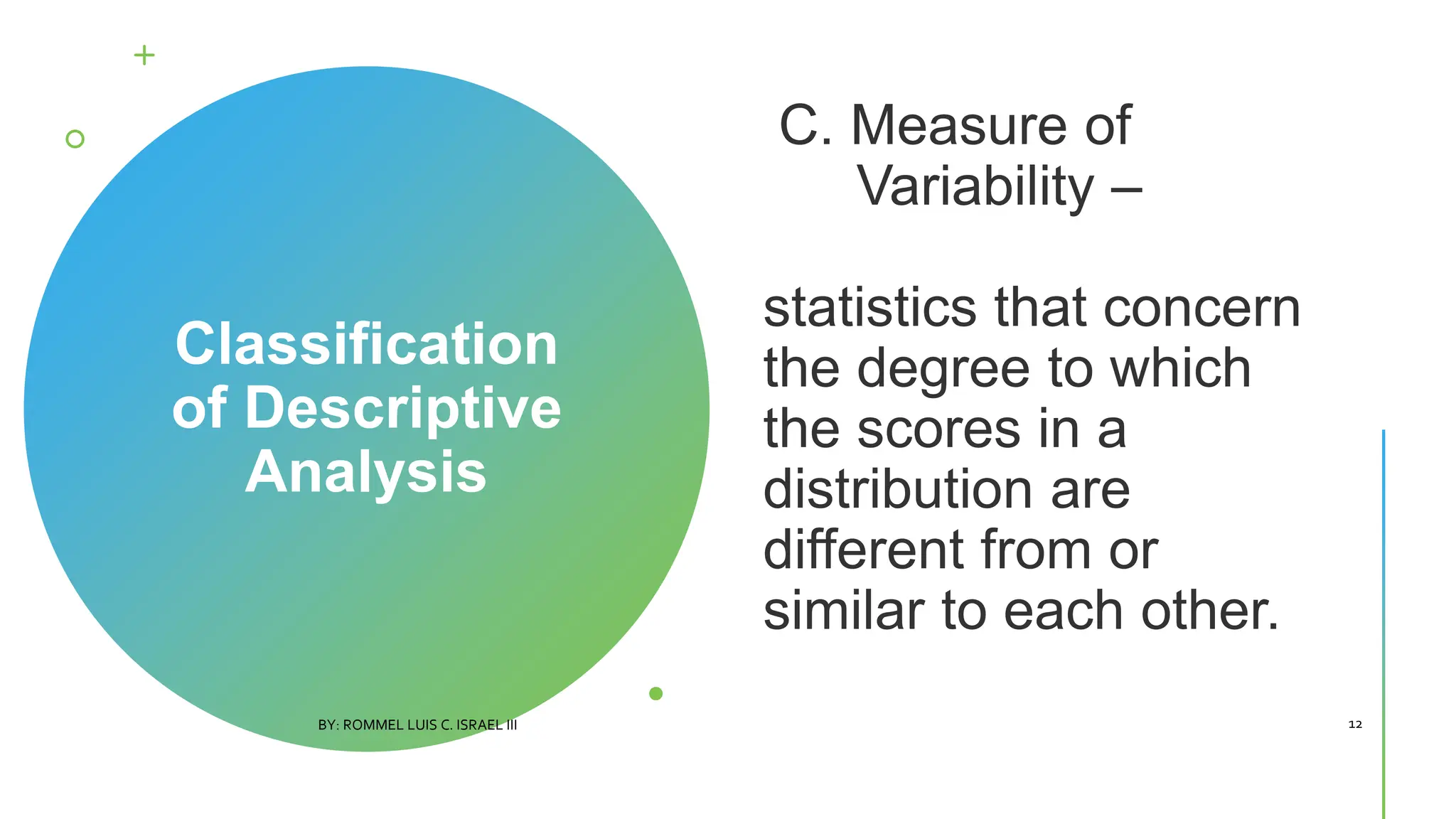 Classification
of Descriptive
Analysis
BY: ROMMEL LUIS C. ISRAEL III 12
 
