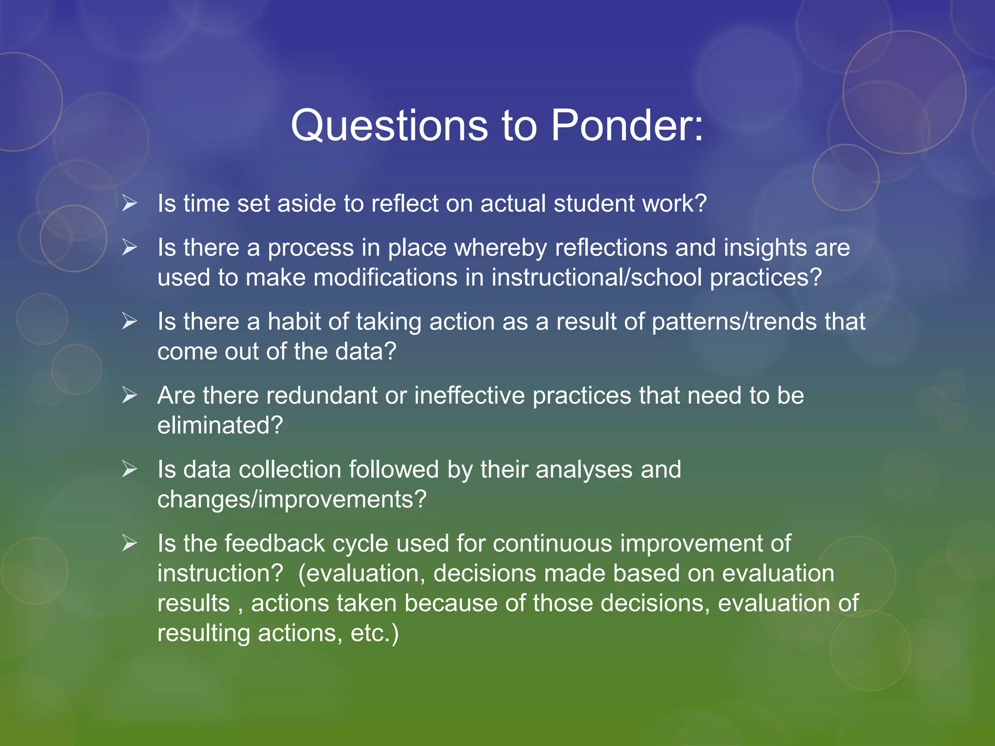 Guide curricular revisions/development4 Data Lenses through which to look:Demographics ( sources:  test scores, APSCN)Student learning (sources:  state, school, class levels)School process data (sources:  special programs, finance, transportation, professional learning)Perceptions (public/stakeholders; sources--surveys)