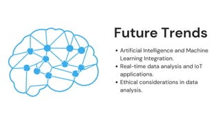 Future Trends
Artificial Intelligence and Machine
Learning Integration.
Real-time data analysis and IoT
applications.
Ethical considerations in data
analysis.
 