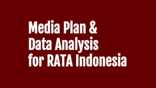 Media Plan &
Data Analysis
for RATA Indonesia
 