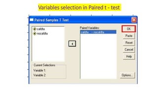 Variables selection in Paired t - test
 