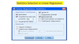 Statistics Selection in Linear Regression
 