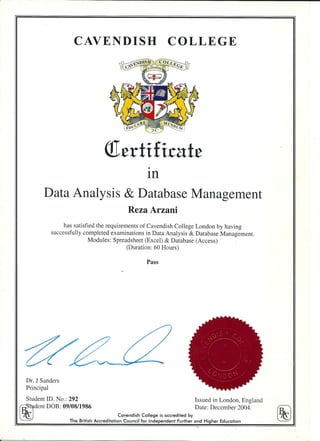 Data analysis &amp; data management