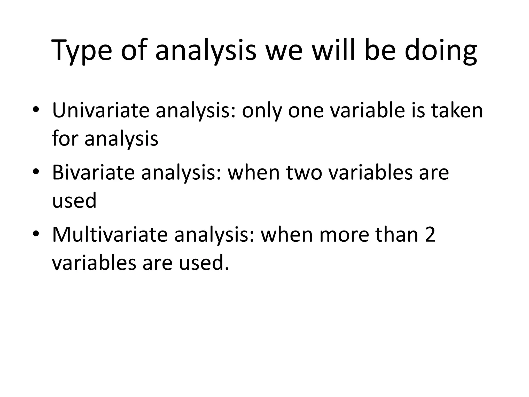 univariate and bivariate analysis in spss | PPT