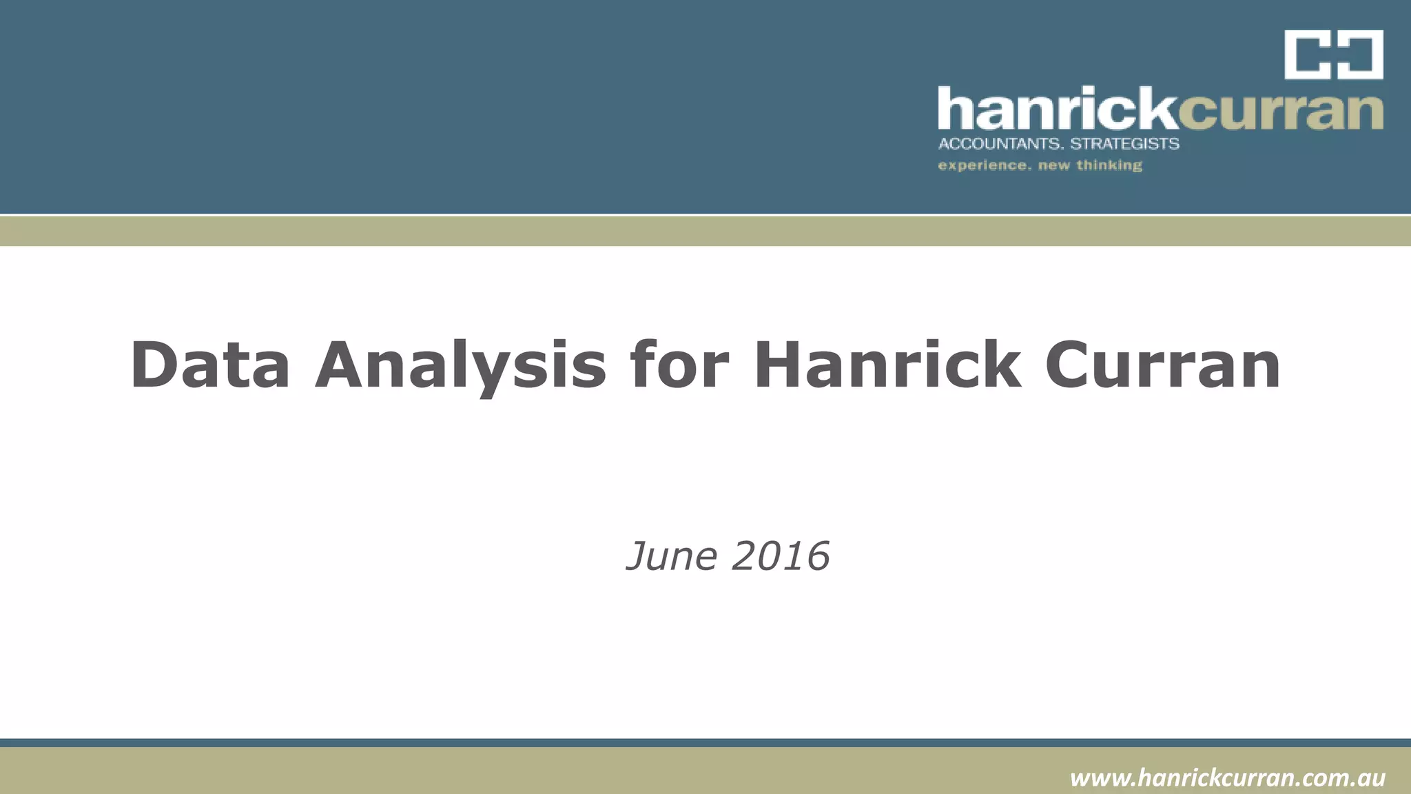 www.hanrickcurran.com.au
Data Analysis for Hanrick Curran
June 2016
 
