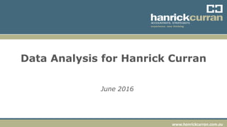 www.hanrickcurran.com.au
Data Analysis for Hanrick Curran
June 2016
 