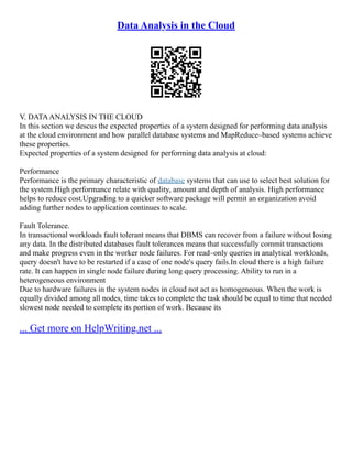 Data Analysis In The Cloud | PDF