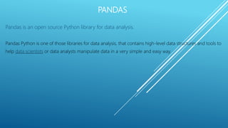 Data Analysis packages | PPTX | Programming Languages | Computing
