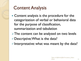 Data Analysis Procedure and Types of Quality Data | PDF