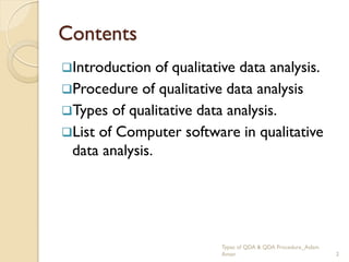 Data Analysis Procedure and Types of Quality Data | PDF