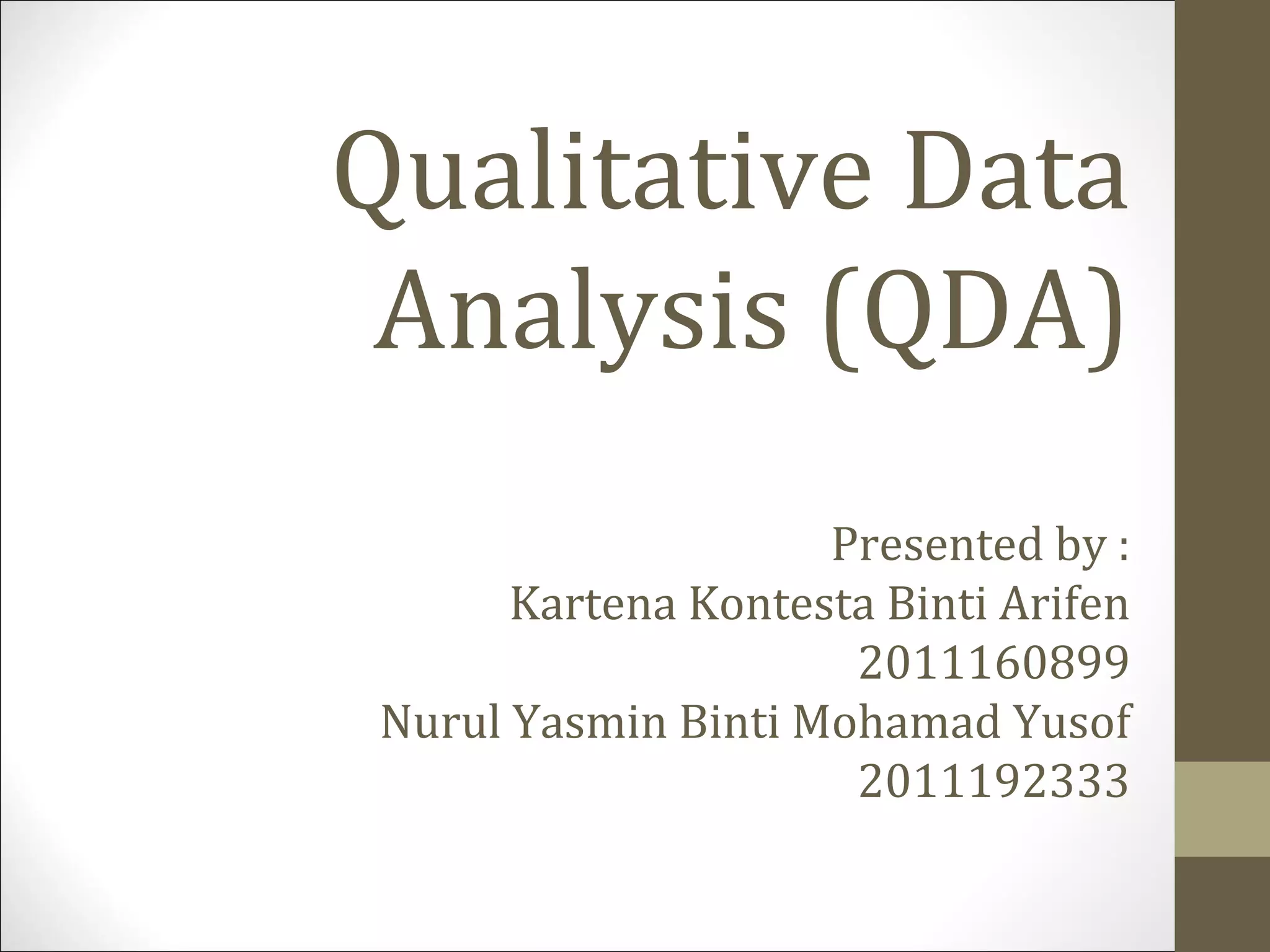 Data analysis – qualitative data presentation 2 | PPT