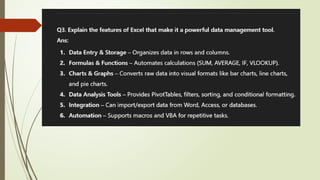 Data Analysis using spreadsheet. How excel helps in data analysis. | PPTX