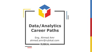 Data/Analytics
Career Paths
Eng. Ahmed Amr
ahmed.amr@rubikal.com
 