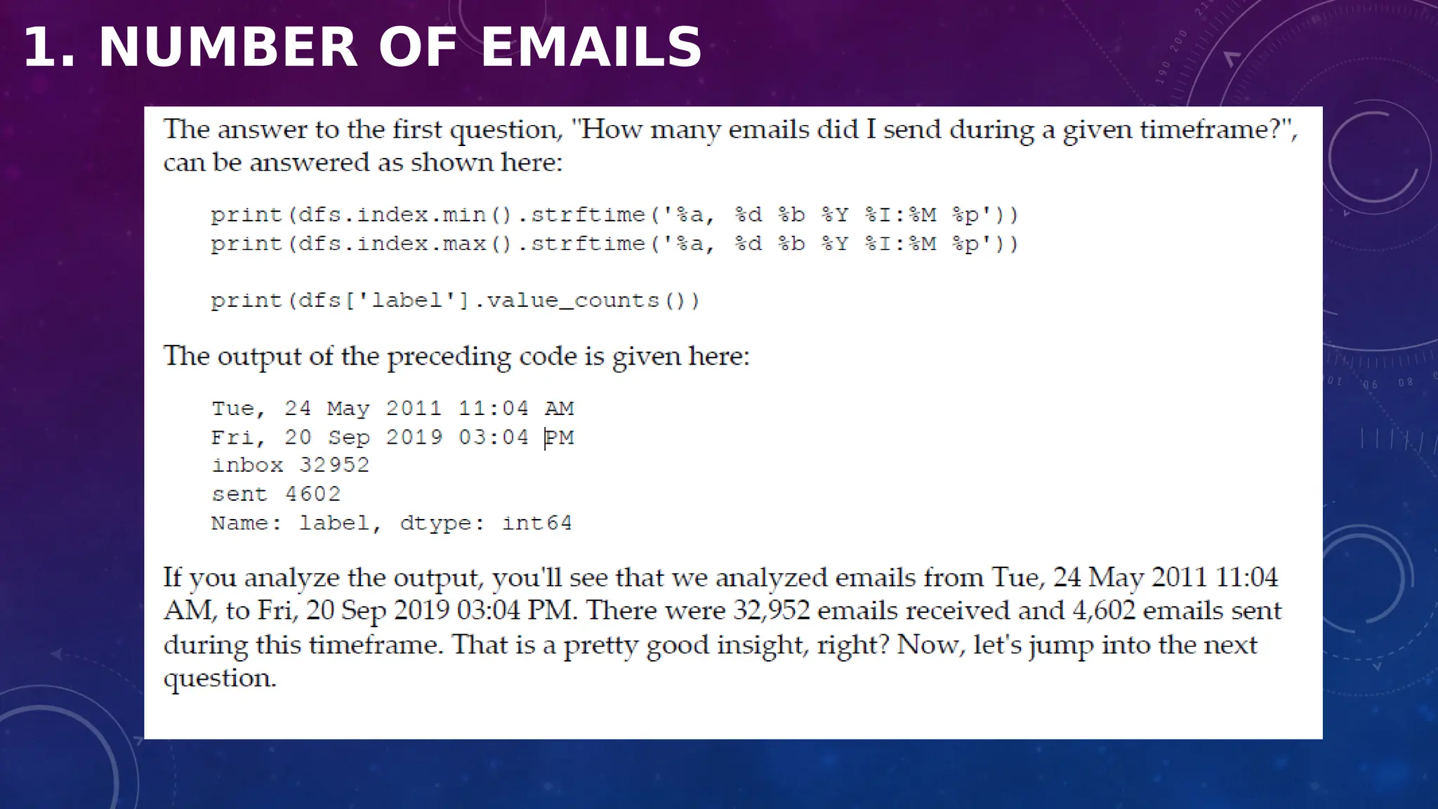 1. NUMBER OF EMAILS
 