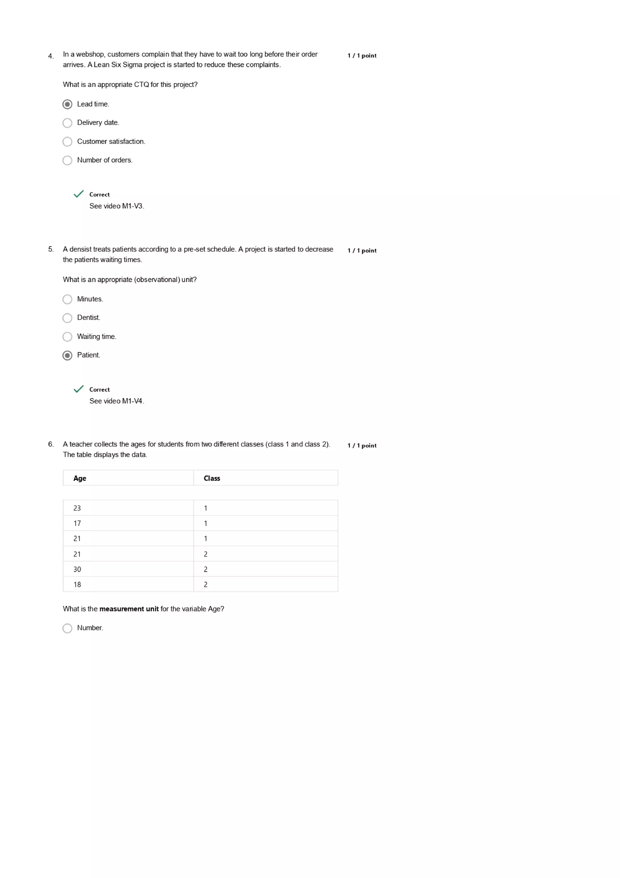 Data Analytics for Lean Six Sigma Questions and Answers