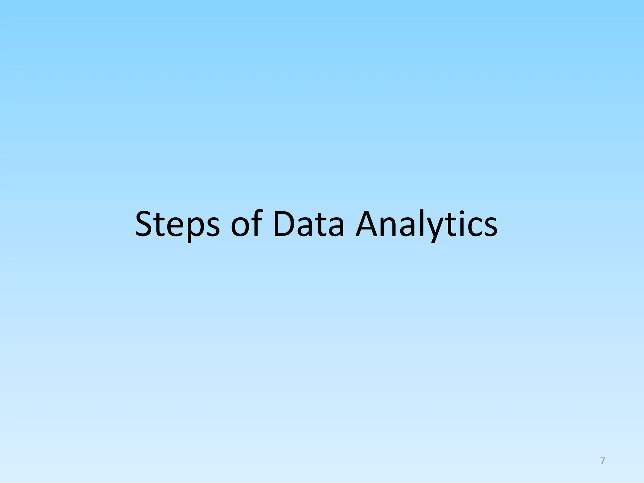 Steps of Data Analytics
7
 