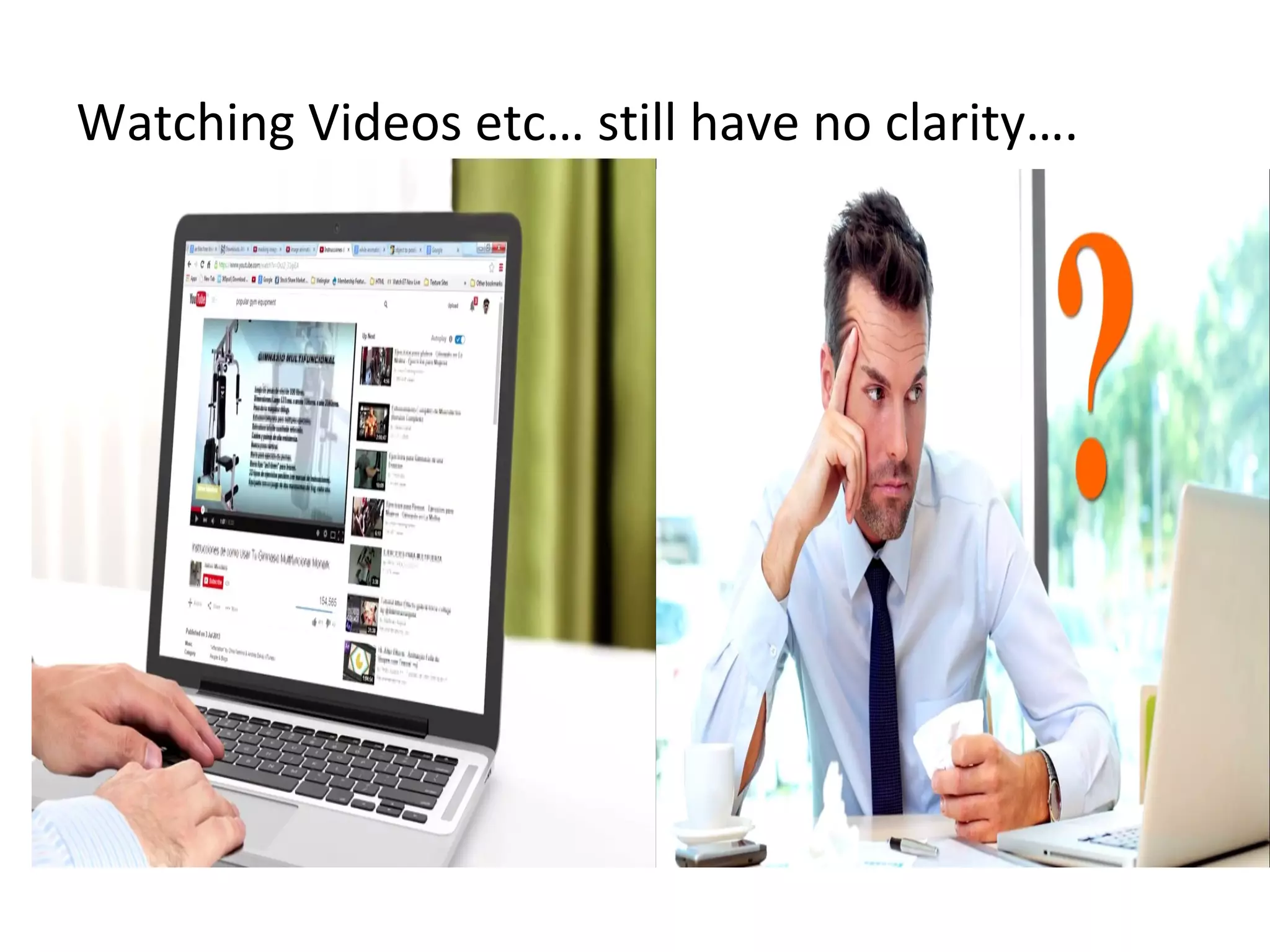 Watching Videos etc… still have no clarity….
 