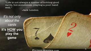 Einat Shimoni and Pini Cohen’s work Copyright@2015
Do not remove source or attribution from any slide, graph or portion of graph
8
It’s not only
about the
cards
it’s HOW you
play the
game
N
 