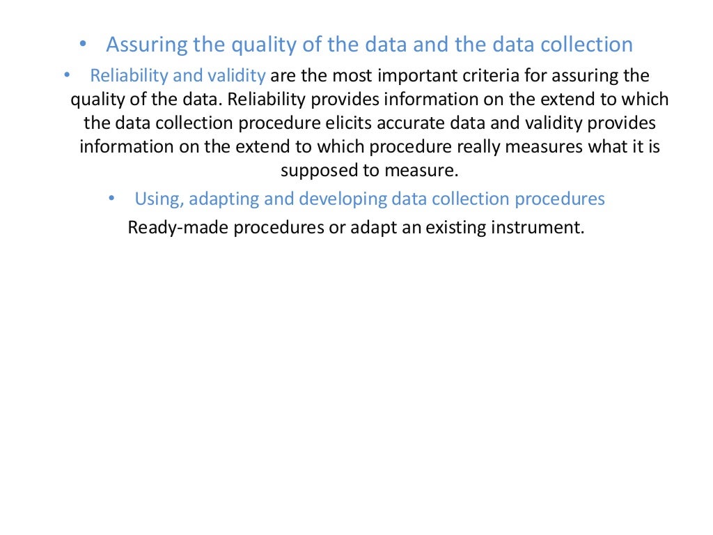 Data and data collection procedures