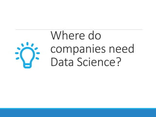 Where do
companies need
Data Science?
 