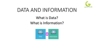 Data Vs Information.pdf Data and information Data VS Information DIT Notes by GeekyInfo | PDF